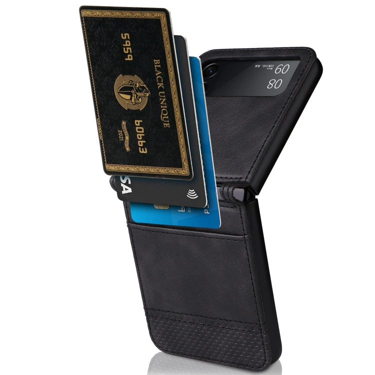 For Samsung Galaxy Z Flip3 5G Retro Crazy Horse Texture Leather Case showcasing its stylish design and card slots.